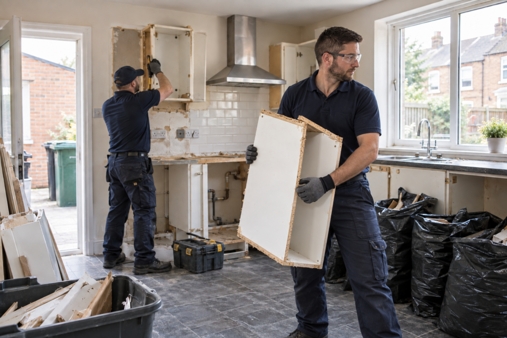 Professional strip-out and preparation work in a British property