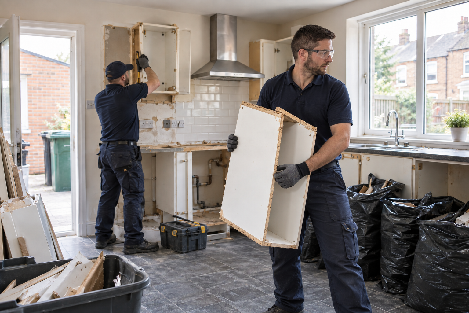 Professional strip-out and preparation work in a British property